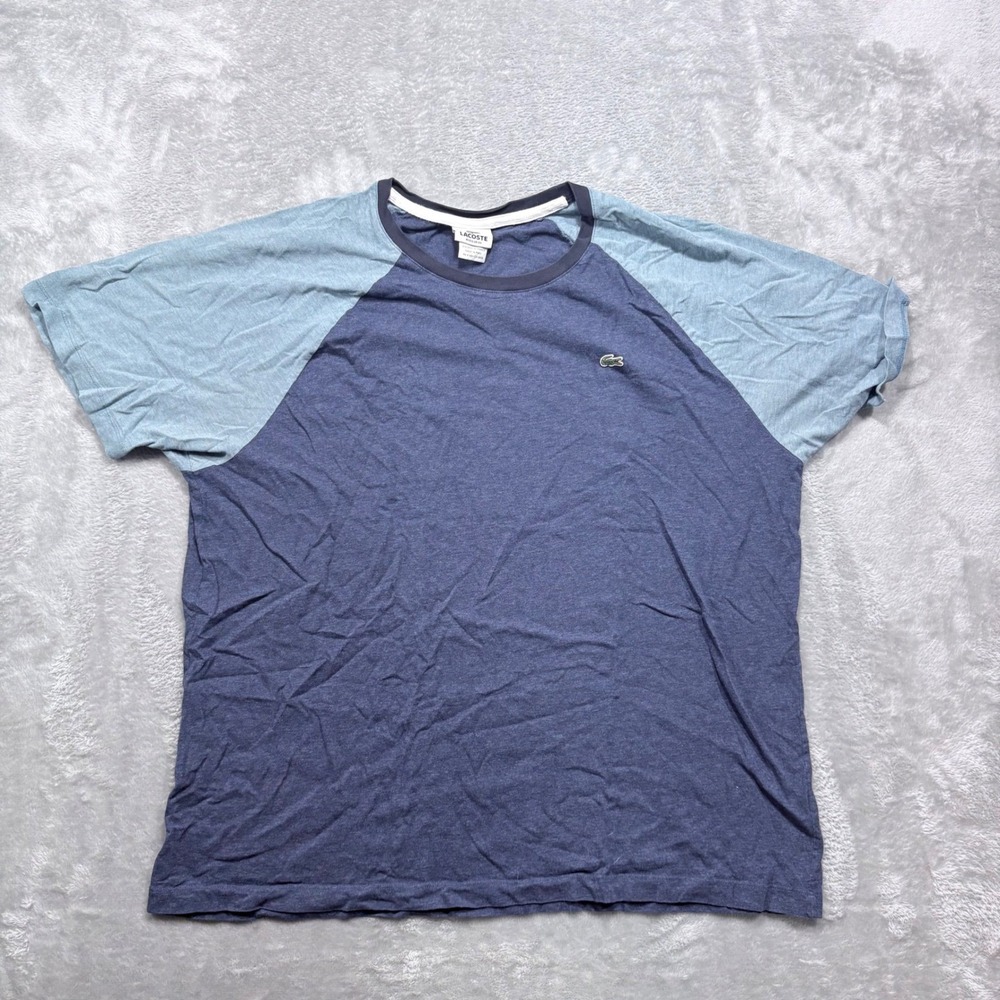 Lacoste T-Shirt Mens 8 Blue Raglan Short Sleeve Cotton Regular Fit F8330